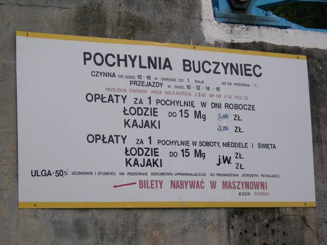 Cennik pochylni Buczyniec. Sierpień 2007. Fot.: Braciszek